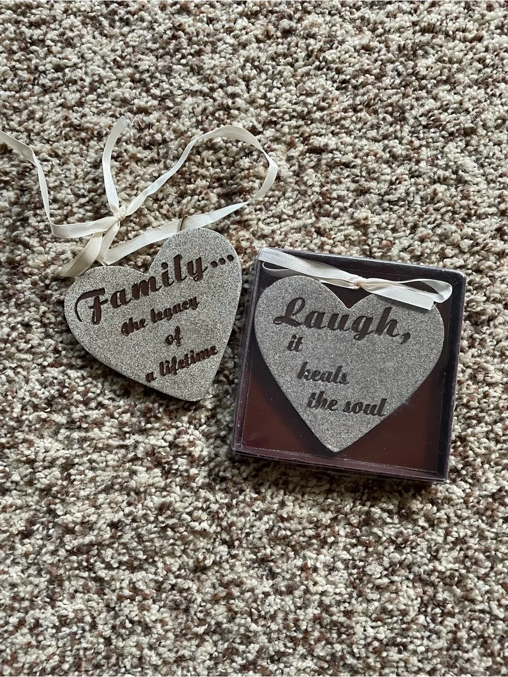 Heart-Shaped Sentiment Plaques – Set of 2